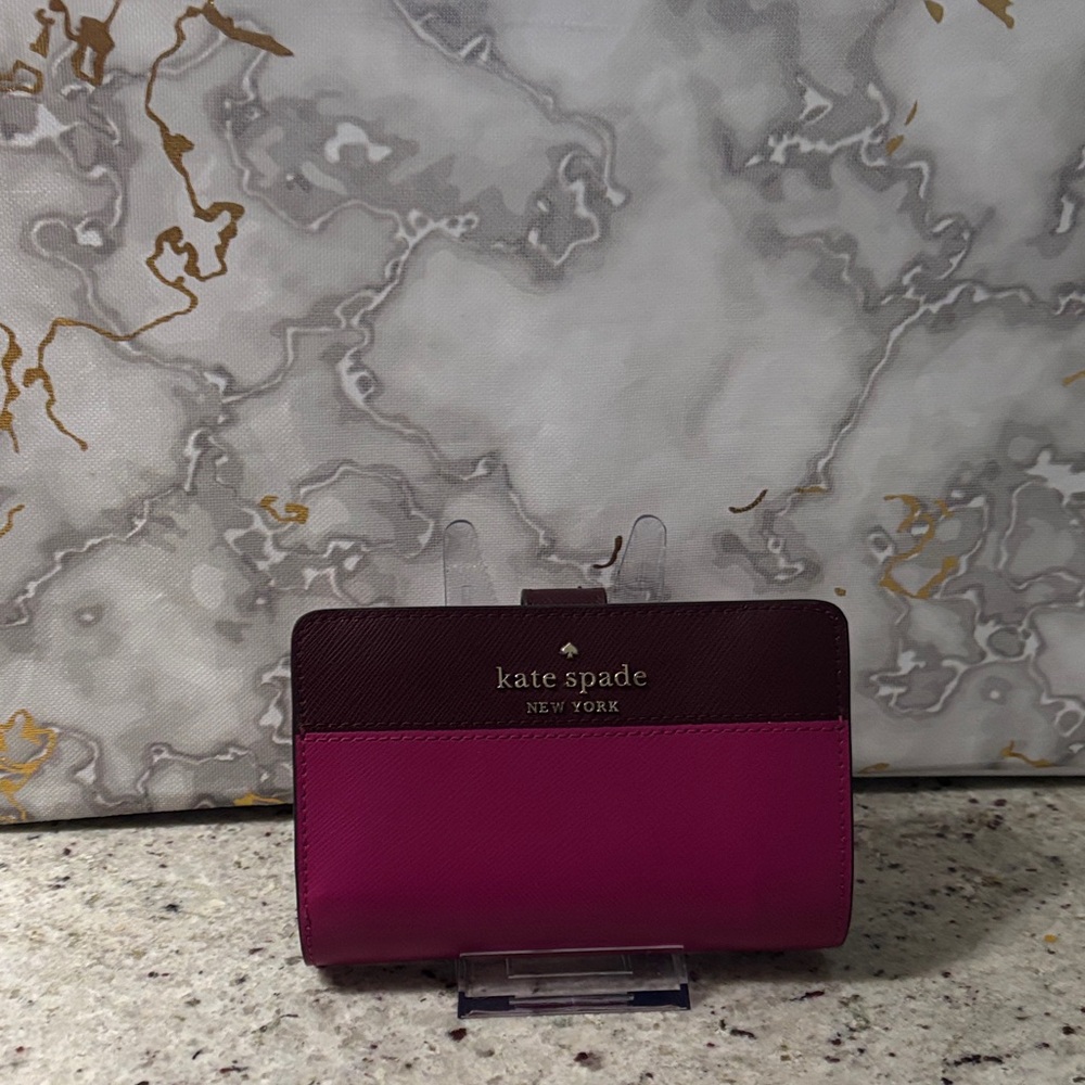 kate spade Two-Tone Berry and Fuchsia Leather Compact Wallet